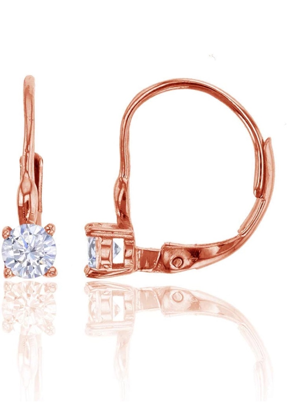 14K Rose Gold Plated Over 925 Sterling Silver Leverback Drop Earrings